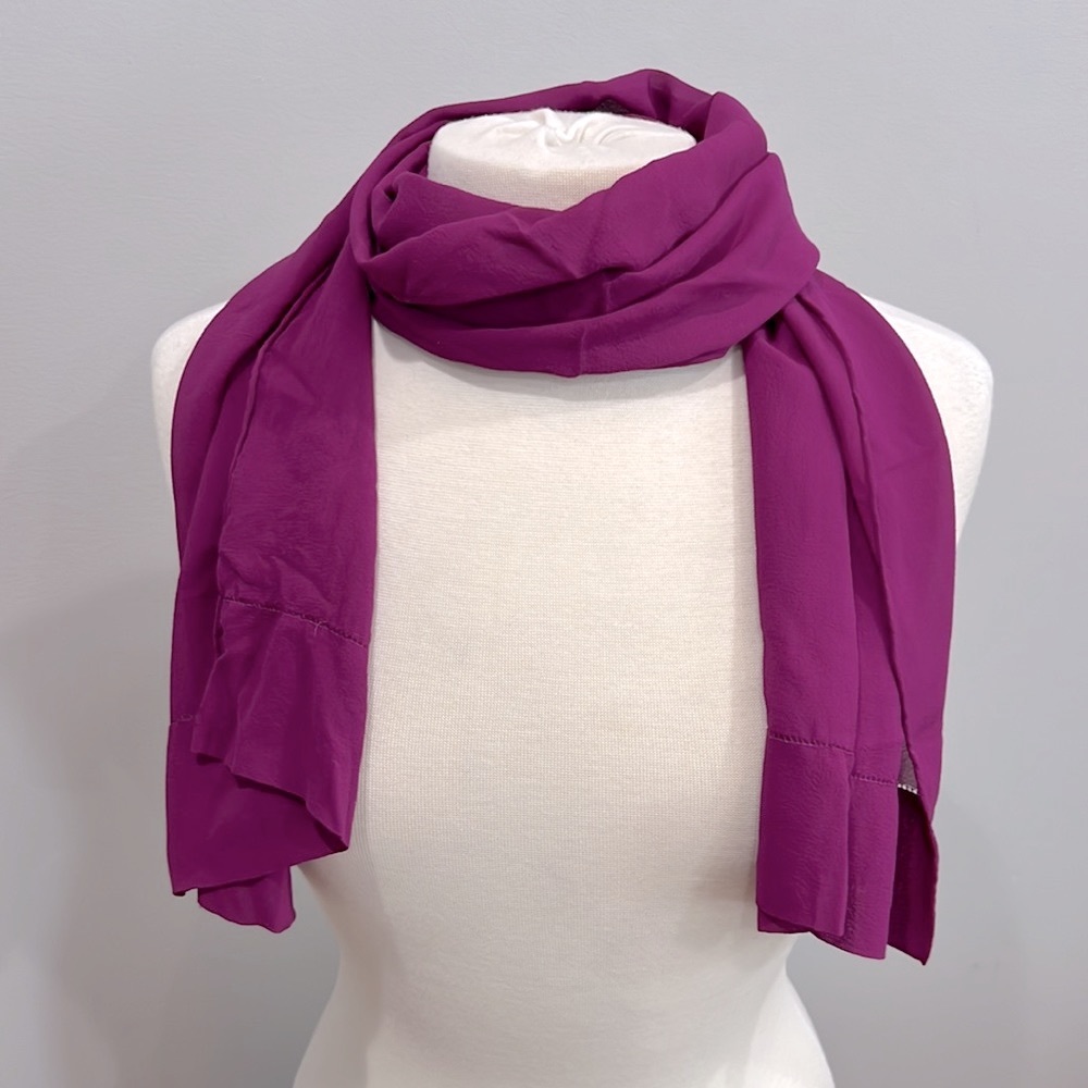 Sheer 100% Silk Scarf Wrap Magenta Purple 15x52 Womens Unisex